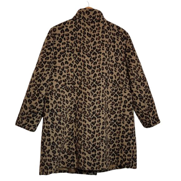 Talbots Plus Wool Leopard Print Coat Zip Front Mid Length Animal Print Chic 16W - Picture 12 of 16